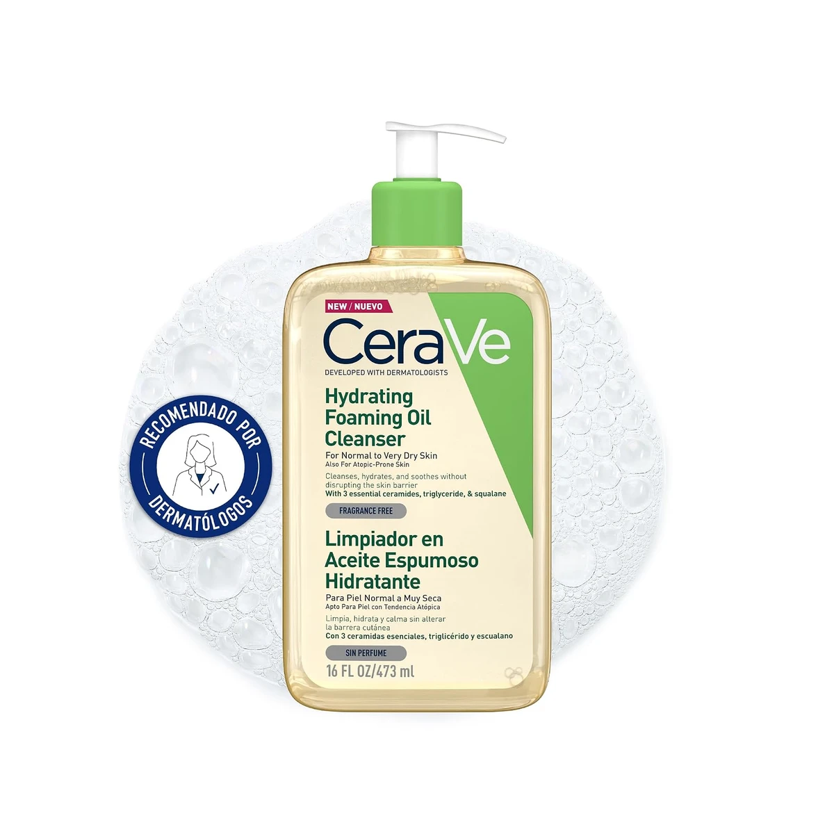 CeraVe Limpiador en Aceite Espumoso Hidratante, piel normal a muy seca/atópica