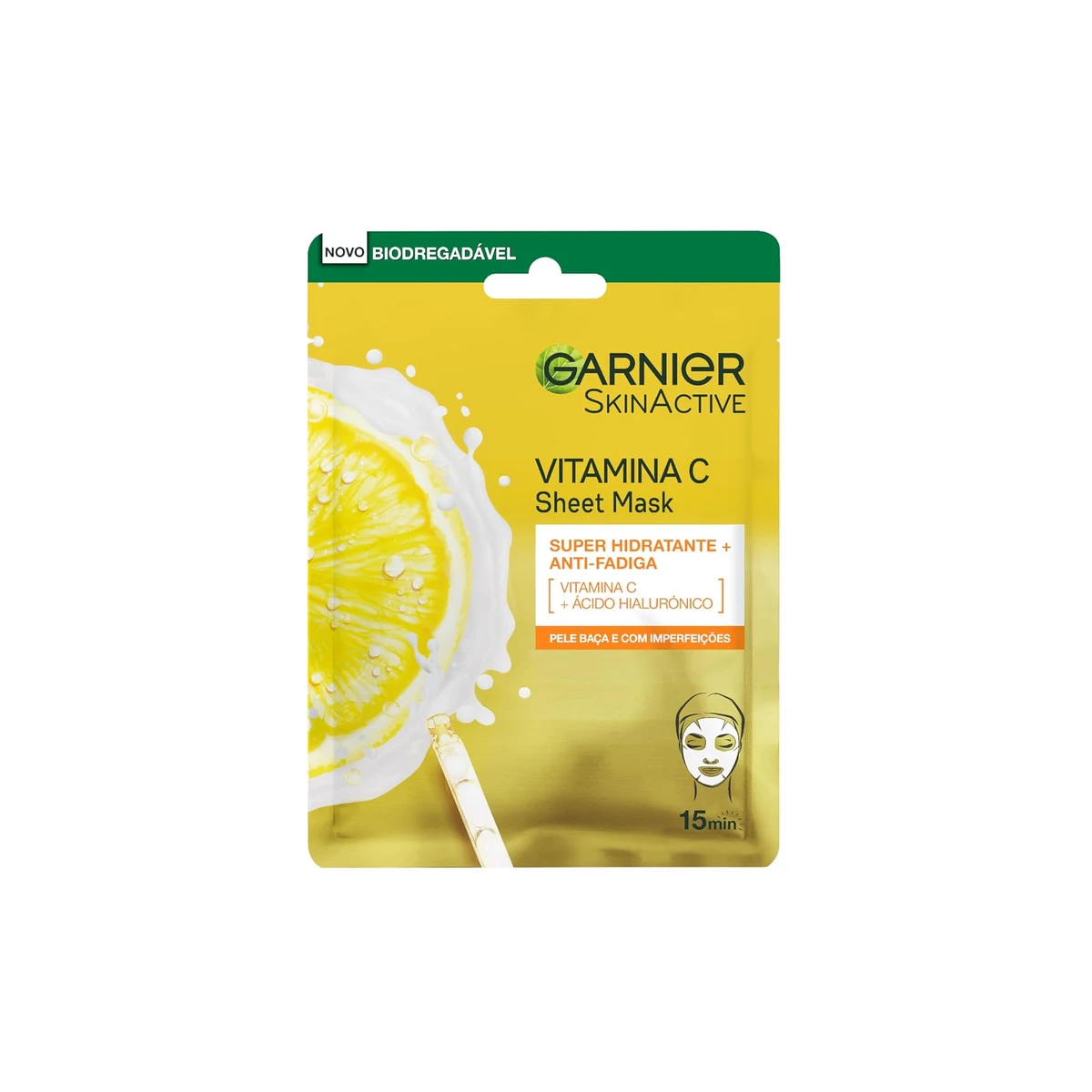Garnier SkinActive Mascarilla Hidratante Facial con Vitamina C, 1 ud, 28g