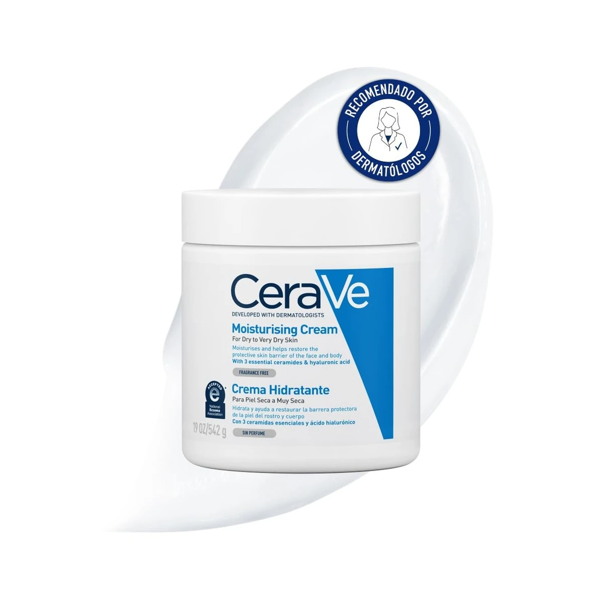 CeraVe Crema hidratante para rostro y cuerpo con 3 ceramidas, 562 ml, piel seca a muy seca
